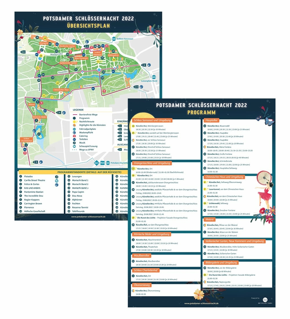 Redesign Leitsystem Programm Potsdamer Schlössernacht
