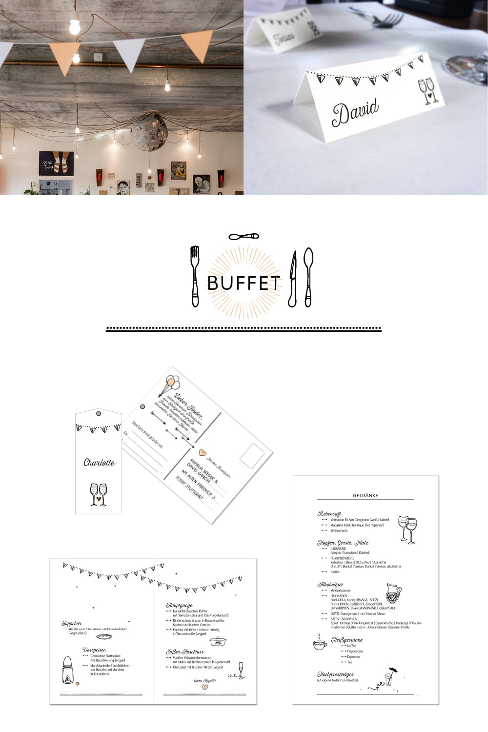 Hochzeit Event Papeterie Logo Einladung Plakate